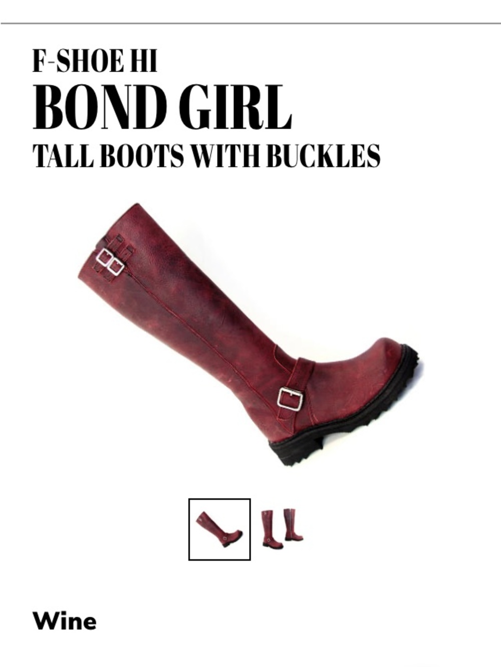 John Fluevog Bond Girl Tall Buckle Boots — Wine
